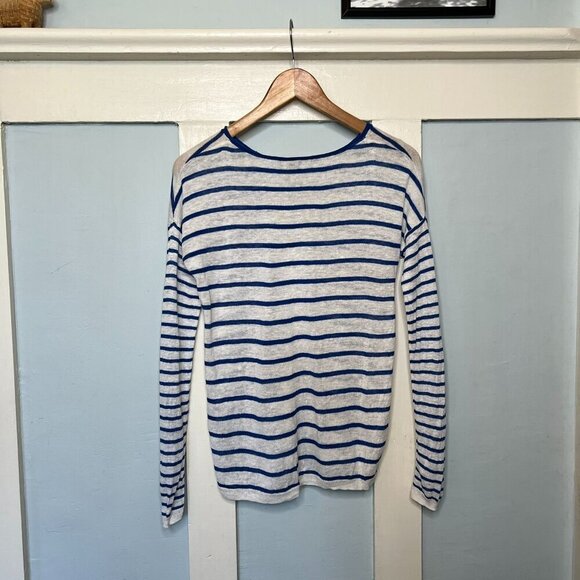 Vince White & Blue Striped Linen Sweater XS - Picture 2 of 5